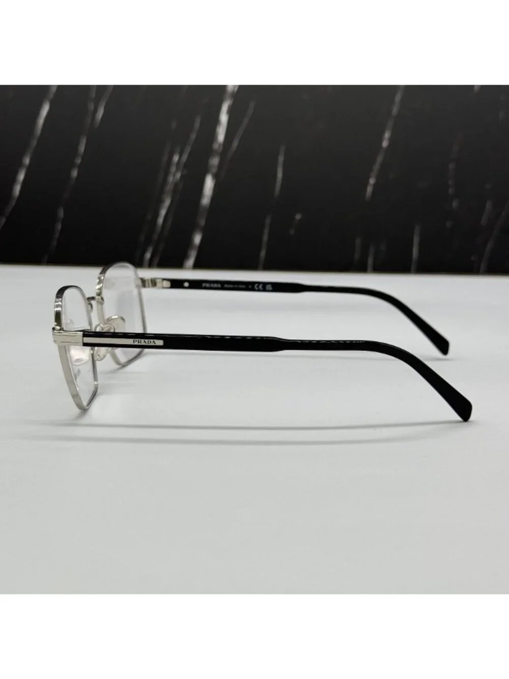 NWT Prada PRA55V 1BC1O1 Silver Square Unisex Metal Eyeglasses PR A55V